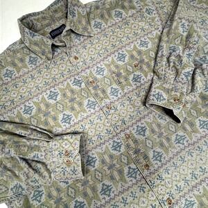 Southwestern Aztec Button Down Shirt Mens Large 16-16.5 Long Sleeve Cowboy‎ USA